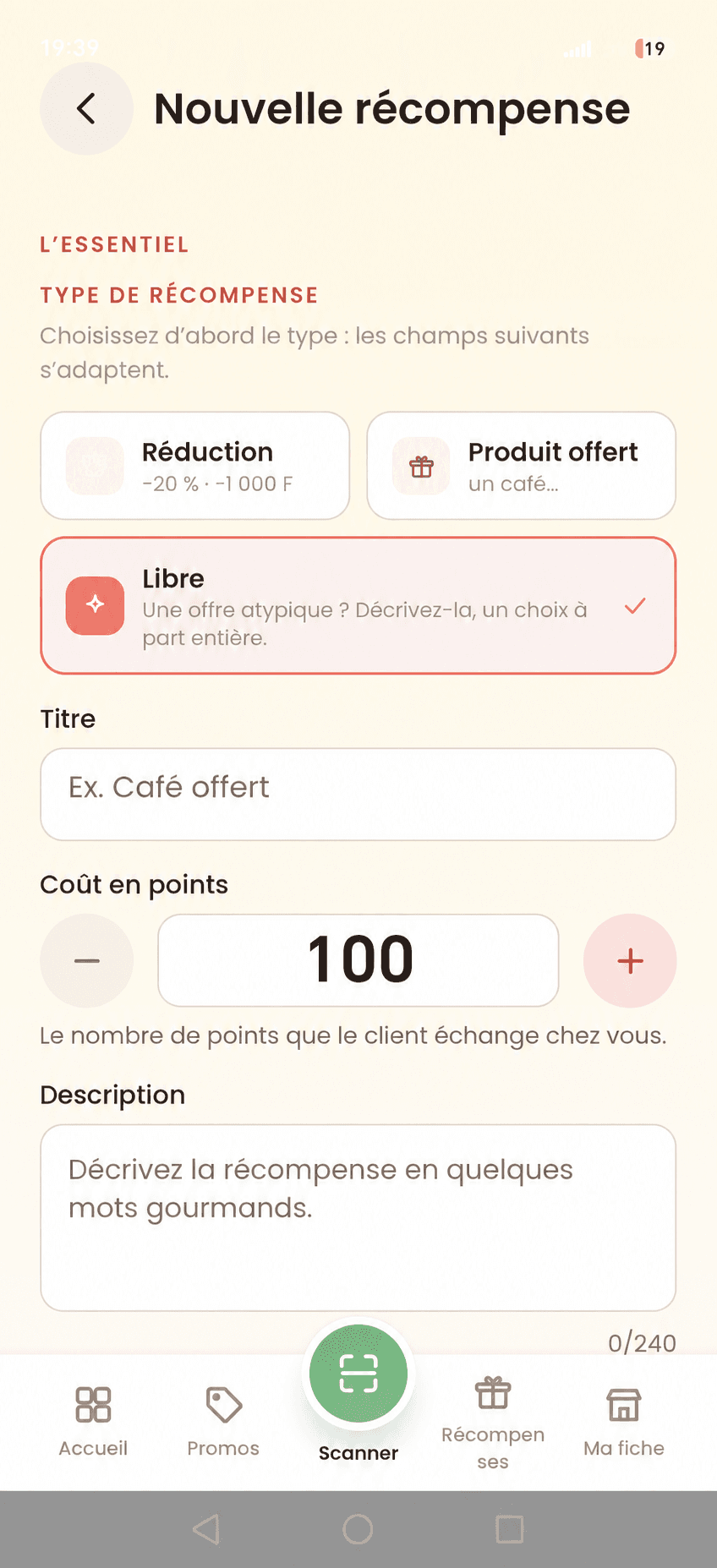 Créez les récompenses de votre programme de fidélité